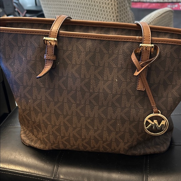 Michael Kors Dark Brown Monogram Tote - Picture 1 of 1